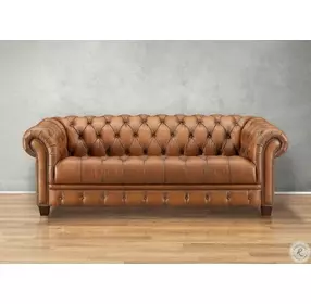Haworth Saddle Leather 88" Sofa with Nailhead Trim