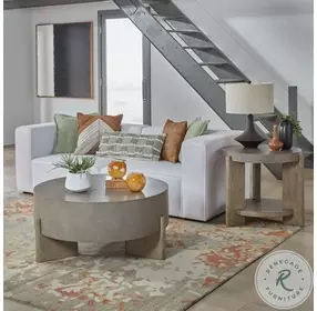 Affinity Dusty Taupe Concrete Top Round Cocktail Table