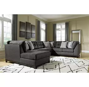 Reidshire Steel Gray 3 Piece Modular Sectional with LAF Corner Chaise and Pillows