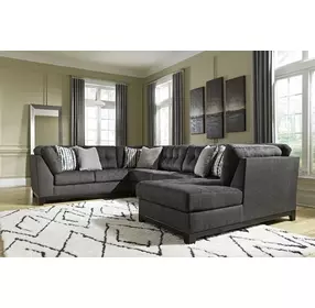Reidshire Steel Gray 3 Piece Modular Sectional with RAF Corner Chaise and Pillows