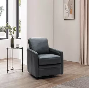 Turner Forest Green Leather Upholstered Swivel Glider Accent Chair