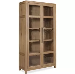 Driftwood Light Brown 2 Glass Door Display Cabinet