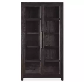 Driftwood Black 2 Glass Door Display Cabinet