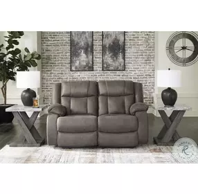 First Base Gunmetal Reclining Loveseat