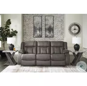 First Base Gunmetal Reclining Sofa