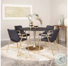 Desi Black and Gold Dining Chair Set of 2