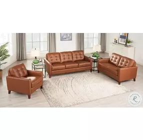 Cassian Nutmeg Top Grain Leather Sofa