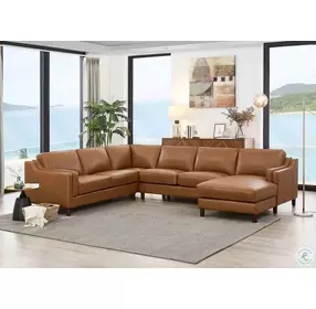 Isla Cognac Top Grain Leather RAF Chaise Sectional