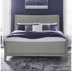 Newbury Sanctuary White and Flax Tone Queen Upholstered Panel Bed