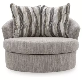 Jasmine Grove Fossil Upholstered Swivel Accent Chair with Pillow