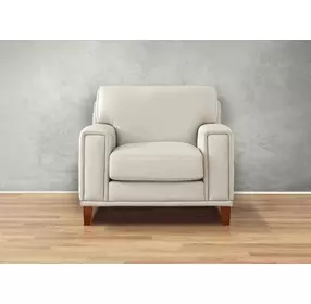 Halwyn Vanilla Leather Upholstered Accent Chair
