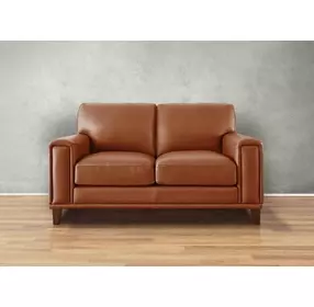 Halwyn Nutmeg Leather 65" Loveseat