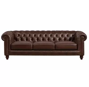 Waverly Caramel Leather Living Room Set with Nailhead Trim