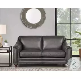 Bexley Ash Leather 67" Loveseat with Nailhead Trim