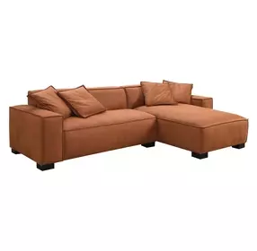 Carter Aumerry New Buck Rust 2 Piece Modular RAF Chaise Sectional with Pillows