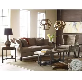 AD Modern Synergy Walnut And Rolled Steel Triangulate Lamp Table