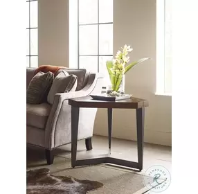 Neo Balance Triad Walnut And Rolled Steel Lamp Table