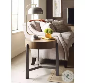 Neo Balance Composition Walnut And Rolled Steel Lamp Table