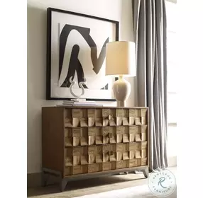 AD Modern Synergy Walnut And Rolled Steel Pattern Console