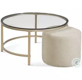 Anderson Antique Gold Glass Top Round Cocktail Table