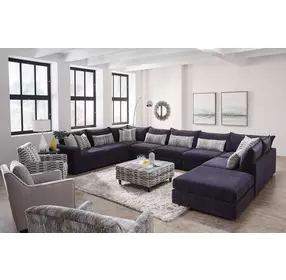 Elise Ink White and Gray Upholstered Square Cocktail Ottoman