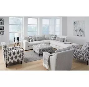 Contour Natural Gray and White Performance Fabric Upholstered Accent Chair