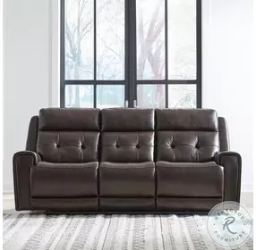 Carrington Dark Brown Leather Power Reclining Living Room Set