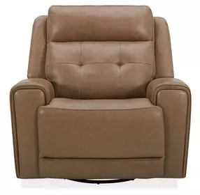 Worthington York Sand Leather Glider Power Recliner with USB Charging