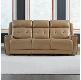 Worthington York Sand Leather 87" Zero Gravity Power Reclining Sofa with USB Charging