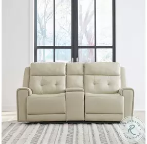 Carrington Baja Stone Leather Power Reclining Loveseat