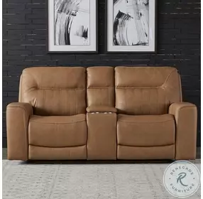 Bennett Butternut Leather Power Reclining Console Loveseat With Power Headrest