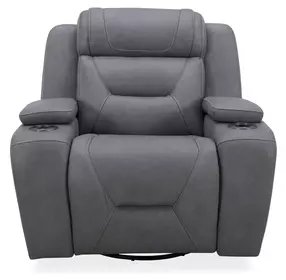 Langford Aline Blue Gray Leather Glider Power Recliner with USB Charging and LED