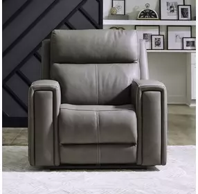 Camden Aline Light Gray Leather Triple Power Zero Wall Recliner with USB Charging
