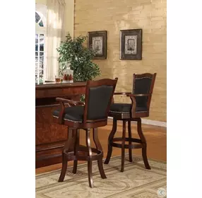 30" Distressed Walnut Leather Bar Stool