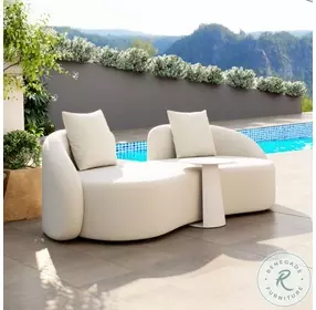 Sunny Isles Beige Performance Fabric 91" Outdoor Loveseat