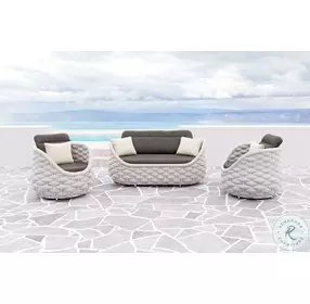Coral Reef Gray Performance Fabric Outdoor Accent Chair