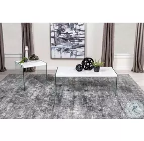 Opal Clear And White High Gloss End Table