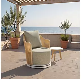 Lanai Green Upholstered Outdoor Swivel Accent Chair