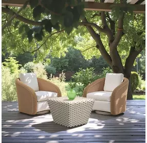 Solara Ivory Upholstered Outdoor Swivel Accent Chair