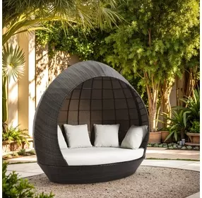 Marisol Brown and Beige Upholstered Outdoor Beach Daybed