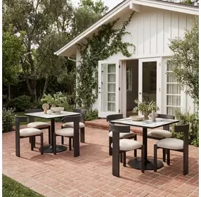 Caliza Gray and Black Outdoor 36" Square Glass Top Dining Table