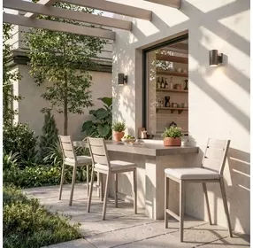 Reefline Gray Upholstered Outdoor Armless Counter Height Stool Set of 2