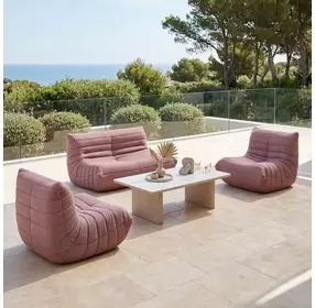 Seaborn White and Brown Outdoor Rectangular Sintered Stone Top Coffee Table
