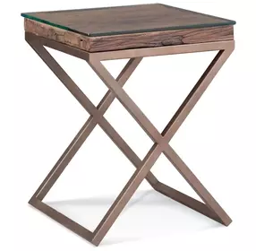 Cambria Bronze and Brown Square Glass Top End Table