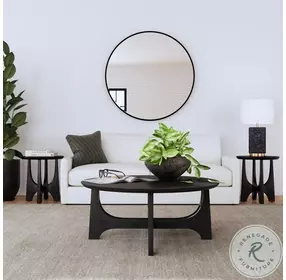 Dunnigan Black Matte Stain Round End Table