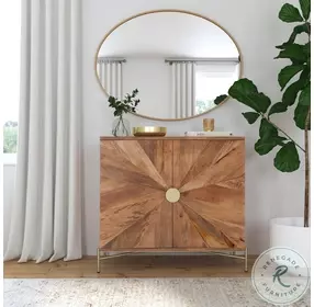 Neskowin Natural And Gold 2 Door Hall Cabinet