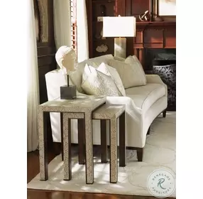 Tower Place Embossed Leather And Brown Adler Nesting Tables