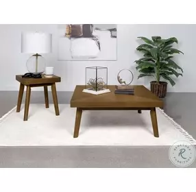 Westerly Walnut Diamond Parquet Wood Square End Table