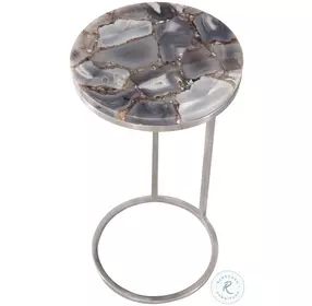 McCoy Gray Agate And Brushed Nickel Round Accent Table