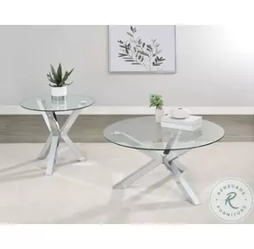 Kenzie Chrome Tempered Glass Top Round Coffee Table